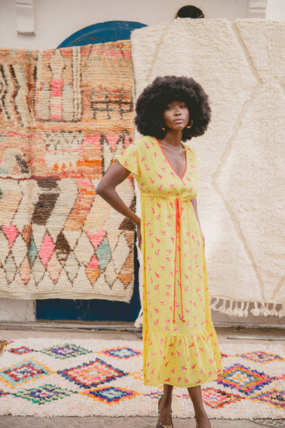 LONGER VIOLET DRESS | LOVEBIRDS PRINT