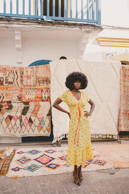 LONGER VIOLET DRESS | LOVEBIRDS PRINT