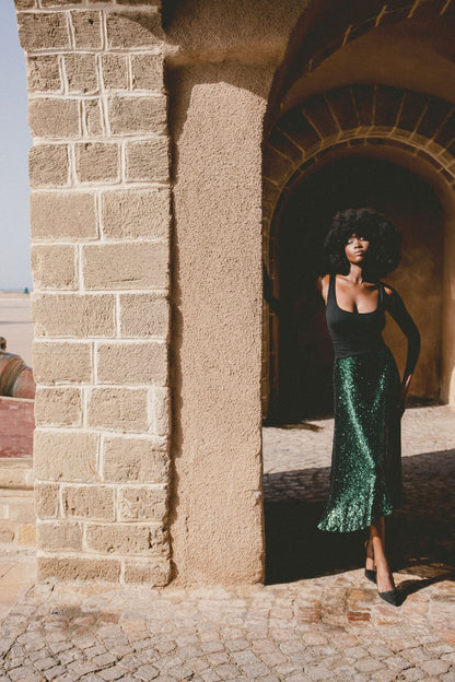 CHICA SKIRT | GREEN SEQUINS