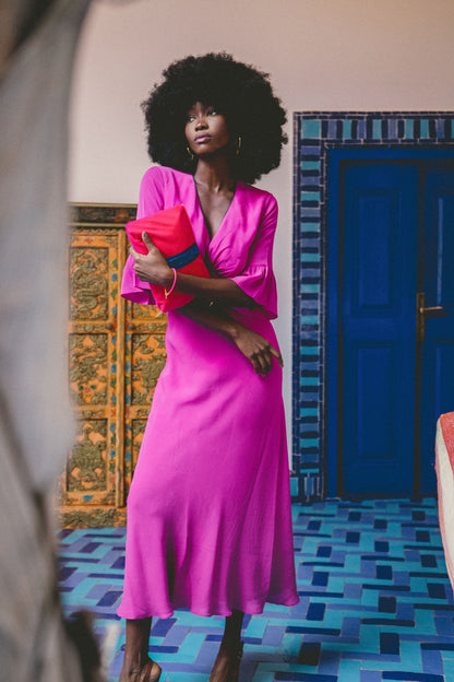 MIDI TAMARA DRESS | AMETHYST SILK GEORGETTE