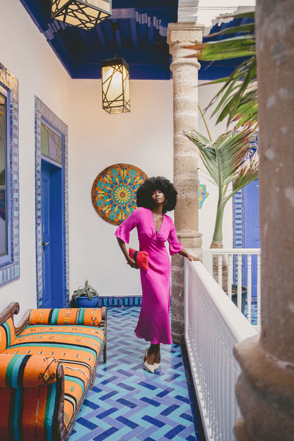 MIDI TAMARA DRESS | AMETHYST SILK GEORGETTE