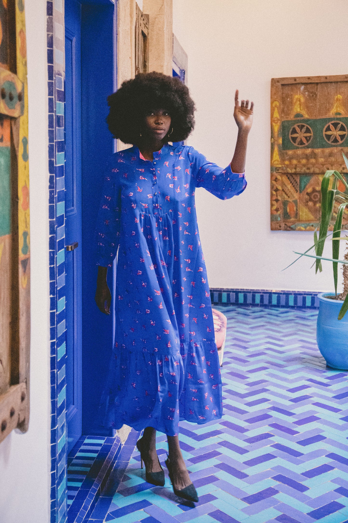 LONGER CLAUDE DRESS | LOVEBIRDS PRINT