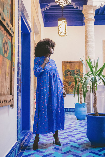 LONGER CLAUDE DRESS | LOVEBIRDS PRINT