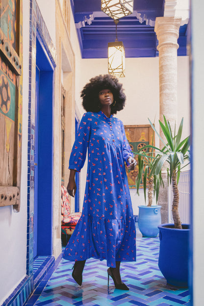 LONGER CLAUDE DRESS | LOVEBIRDS PRINT