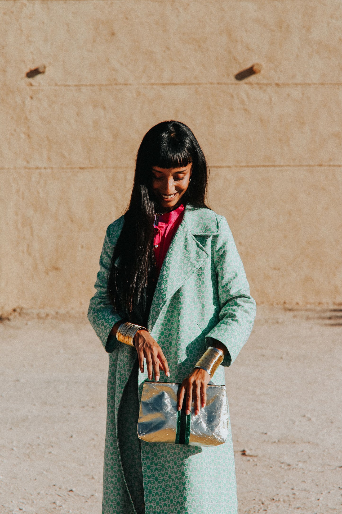 WOOLHAMPTON COAT | GREEN & WHITE WEAVE