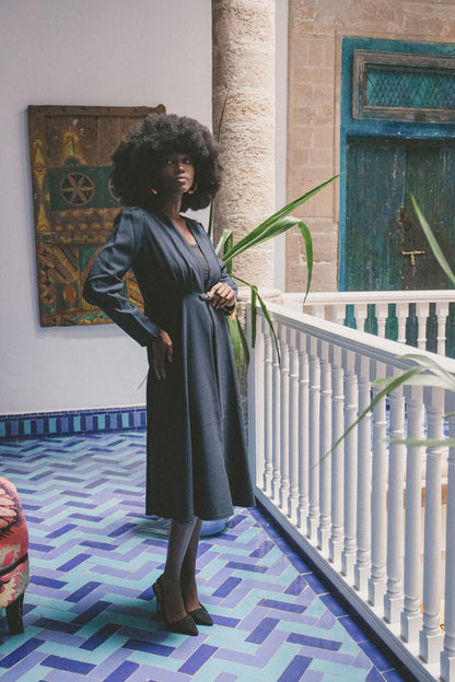 NEW DULWICH COAT | NAVY WOOL CREPE