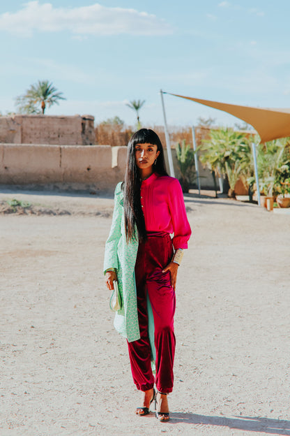 DELPHINE TOP | DEEP PINK SILK GEORGETTE