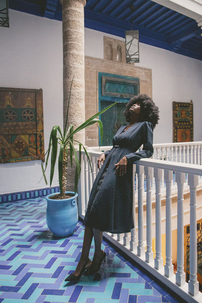 NEW DULWICH COAT | NAVY WOOL CREPE