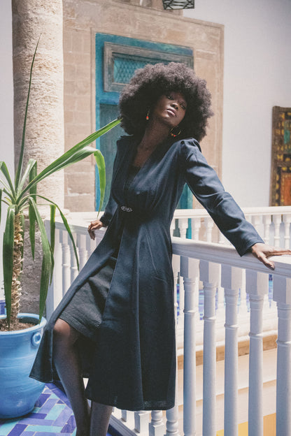 NEW DULWICH COAT | NAVY WOOL CREPE