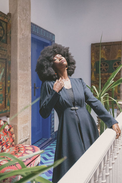 NEW DULWICH COAT | NAVY WOOL CREPE