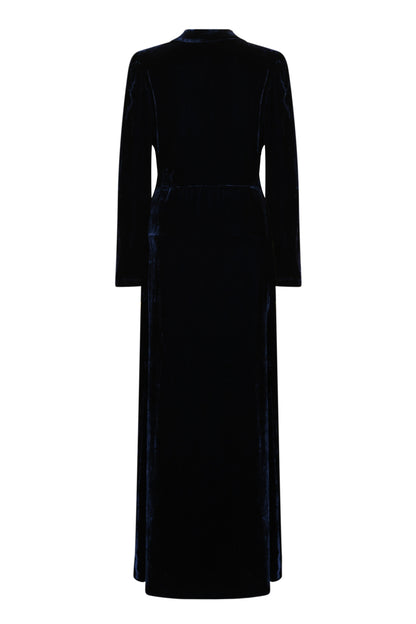 LONG DULWICH COAT | NAVY VELVET