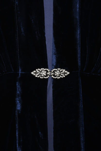 LONG DULWICH COAT | NAVY VELVET
