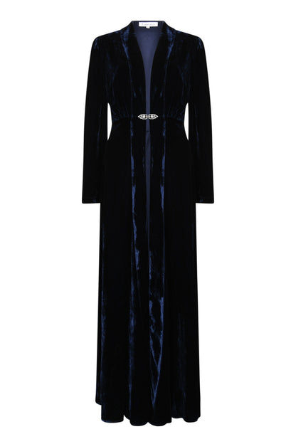 LONG DULWICH COAT | NAVY VELVET