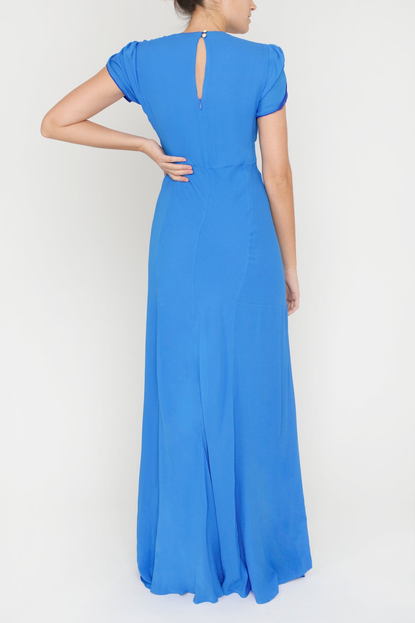 LONG JESSIE DRESS | BRIGHT BLUE SILK GEORGETTE
