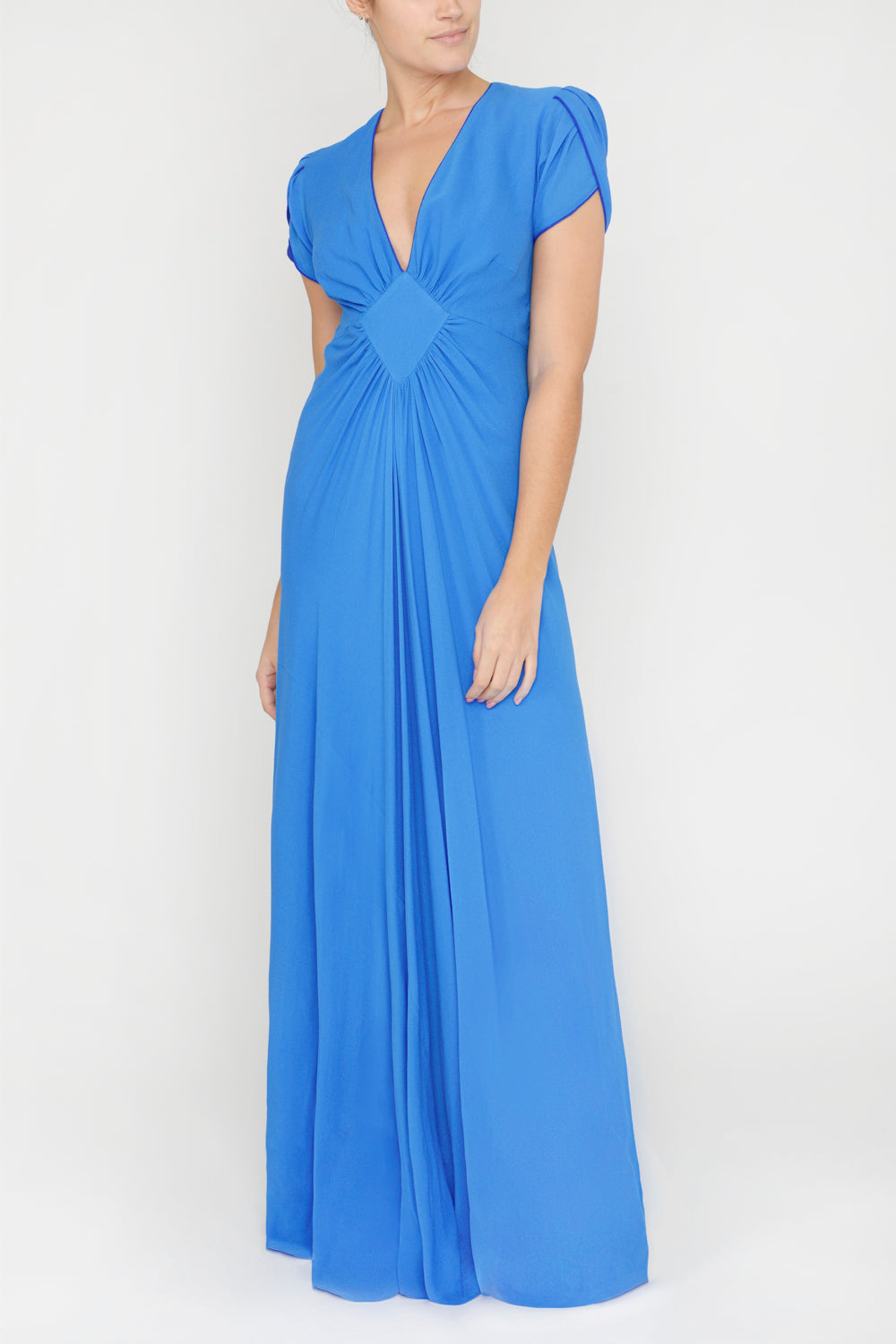 LONG JESSIE DRESS | BRIGHT BLUE SILK GEORGETTE