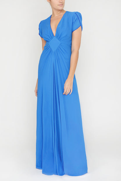 LONG JESSIE DRESS | BRIGHT BLUE SILK GEORGETTE
