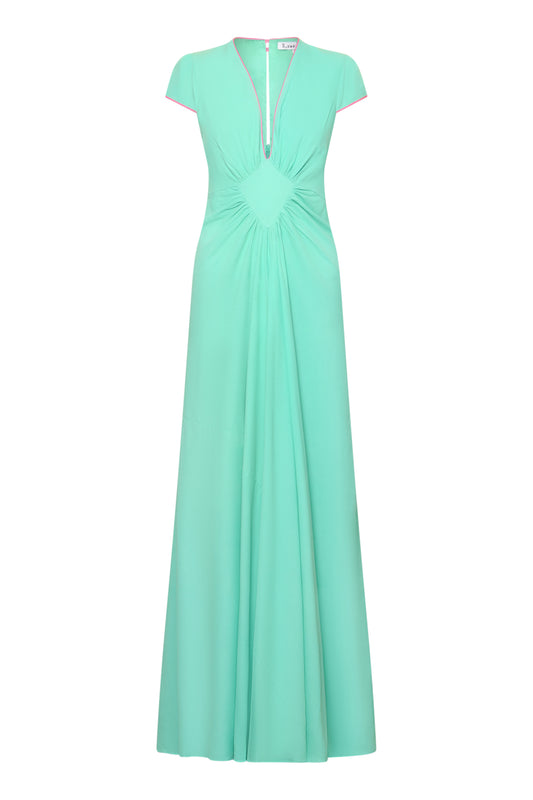 LONG JESSIE DRESS | SEA GREEN SILK FUJI