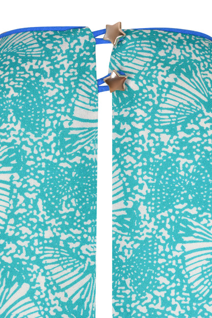 LONG JESSIE DRESS | AQUA FLUTTER PRINT