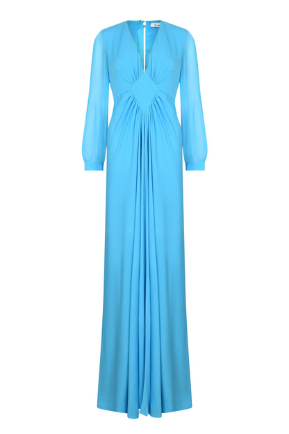 LONG JESSIE DRESS | SUMMER BLUE SILK GEORGETTE