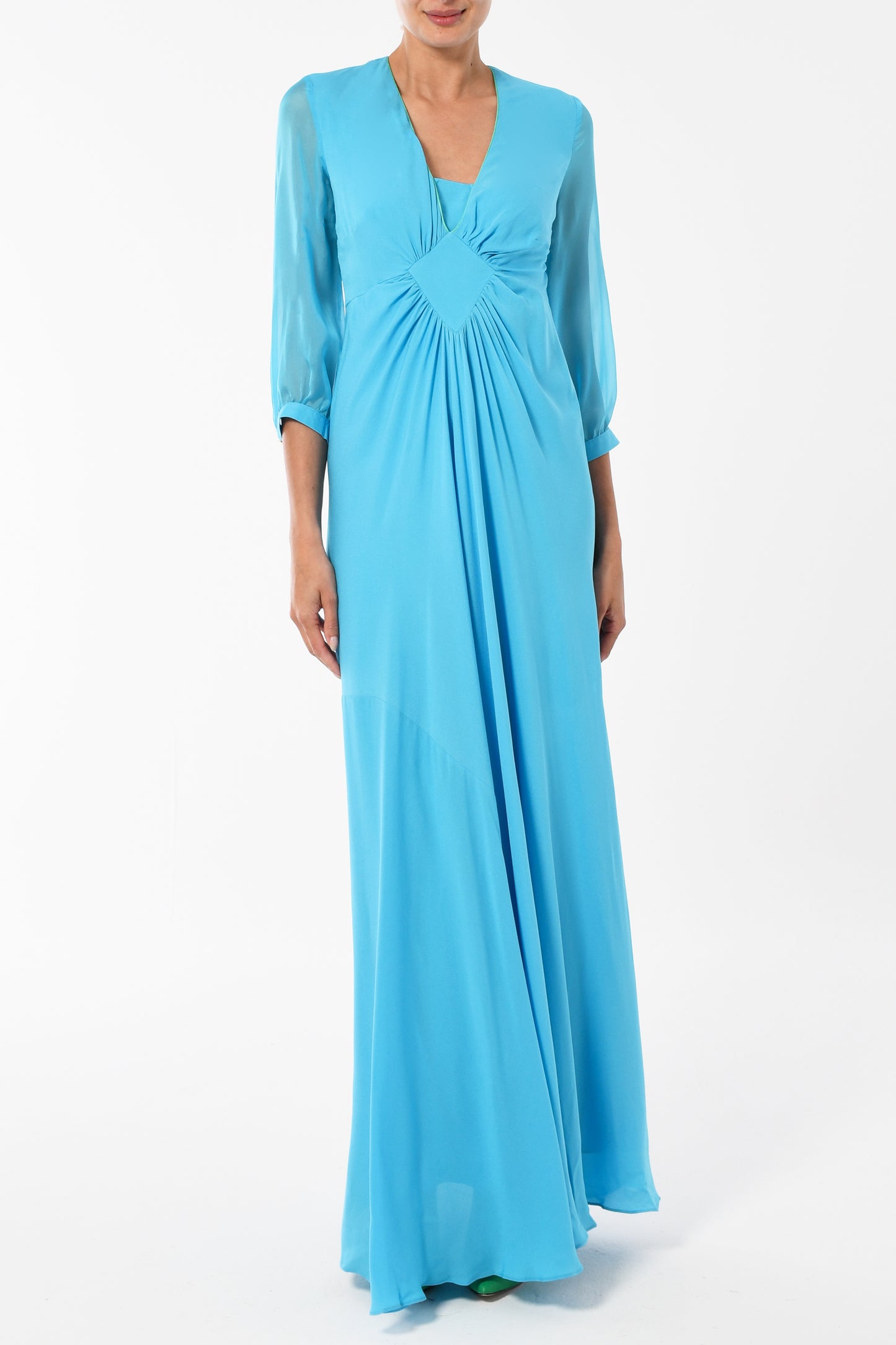 LONG JESSIE DRESS | SUMMER BLUE SILK GEORGETTE