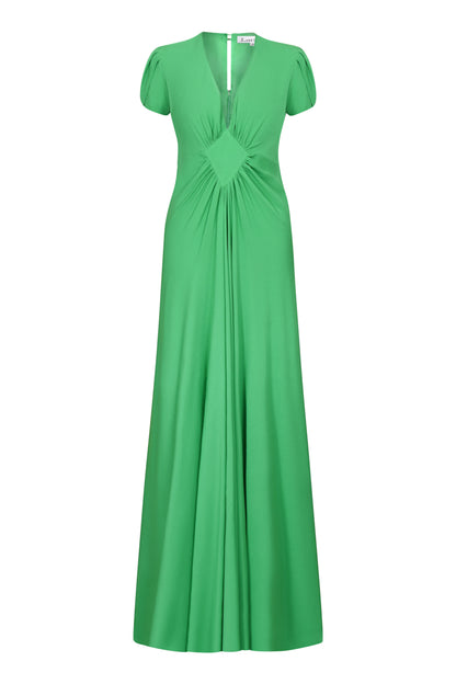 LONG JESSIE DRESS | SPRING GREEN SILK GEORGETTE