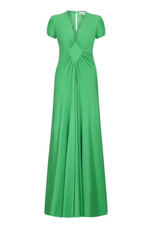 LONG JESSIE DRESS | SPRING GREEN SILK GEORGETTE