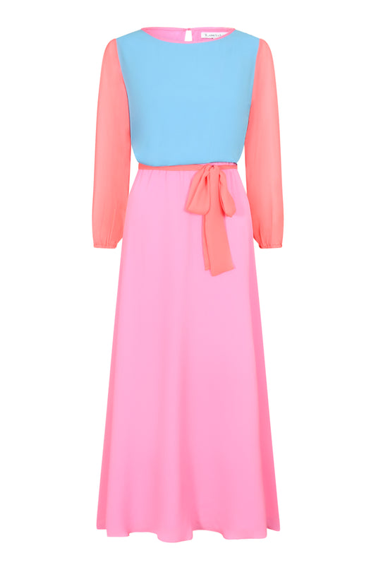 LONG JOJO DRESS | BLOCK COLOUR SILK GEORGETTE