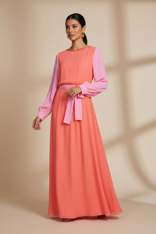 MAXI JOJO DRESS | HOT ORANGE SILK GEORGETTE