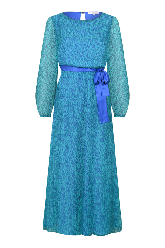 MAXI JOJO DRESS | TURQUOISE ORGANIC PRINT