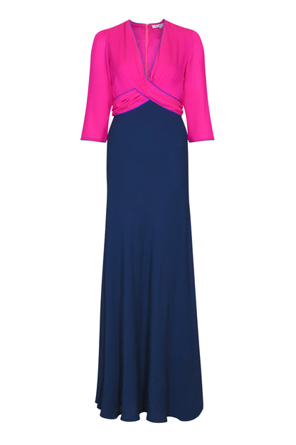 LONG MILLIE DRESS | BLOCK COLOUR SILK GEORGETTE