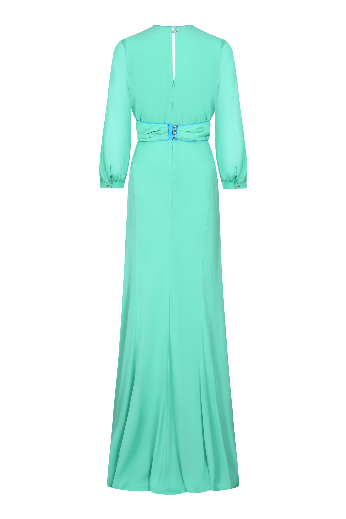 LONG MILLIE DRESS | SEA GREEN SILK GEORGETTE