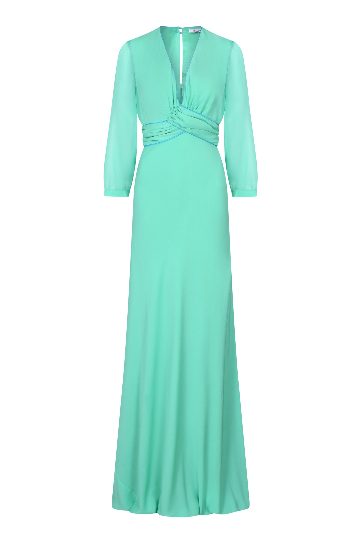 LONG MILLIE DRESS | SEA GREEN SILK GEORGETTE