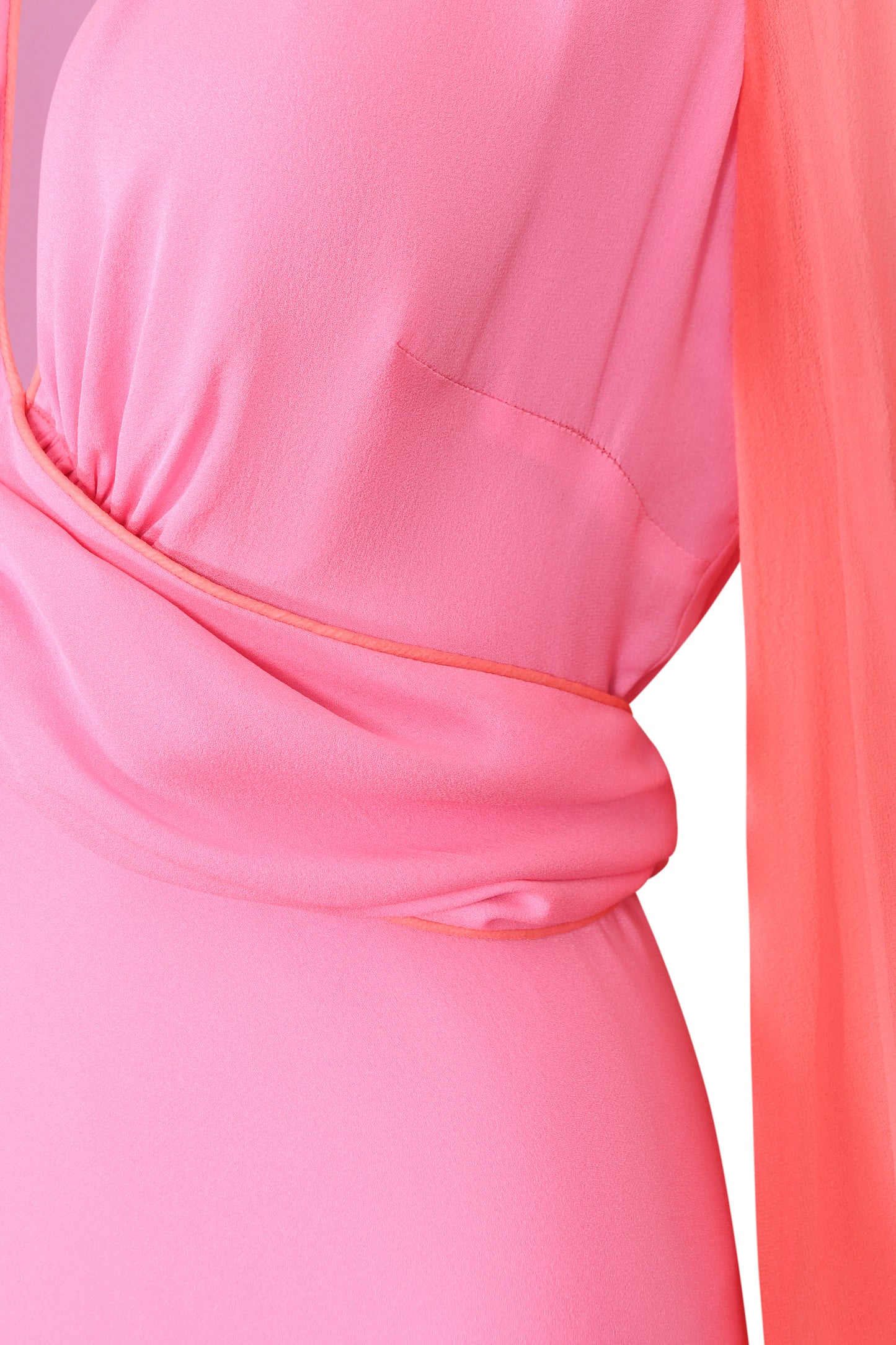 LONG MILLIE DRESS | PARTY PINK SILK GEORGETTE