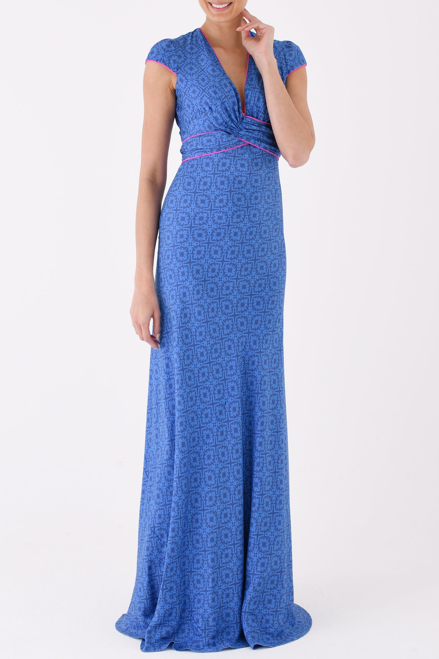 LONG MILLIE DRESS |  BLUE XOX PRINT