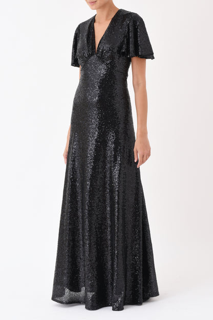 LONG TAMMIM DRESS | BLACK SEQUINS