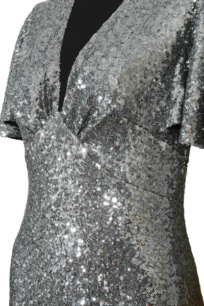 LONG TAMMIM DRESS| SILVER SEQUINS