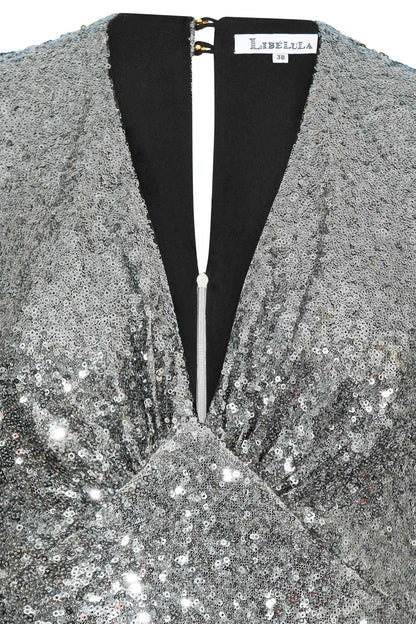 LONG TAMMIM DRESS| SILVER SEQUINS
