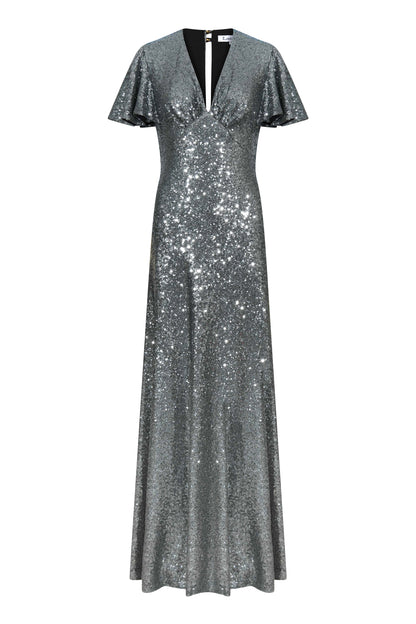 LONG TAMMIM DRESS| SILVER SEQUINS