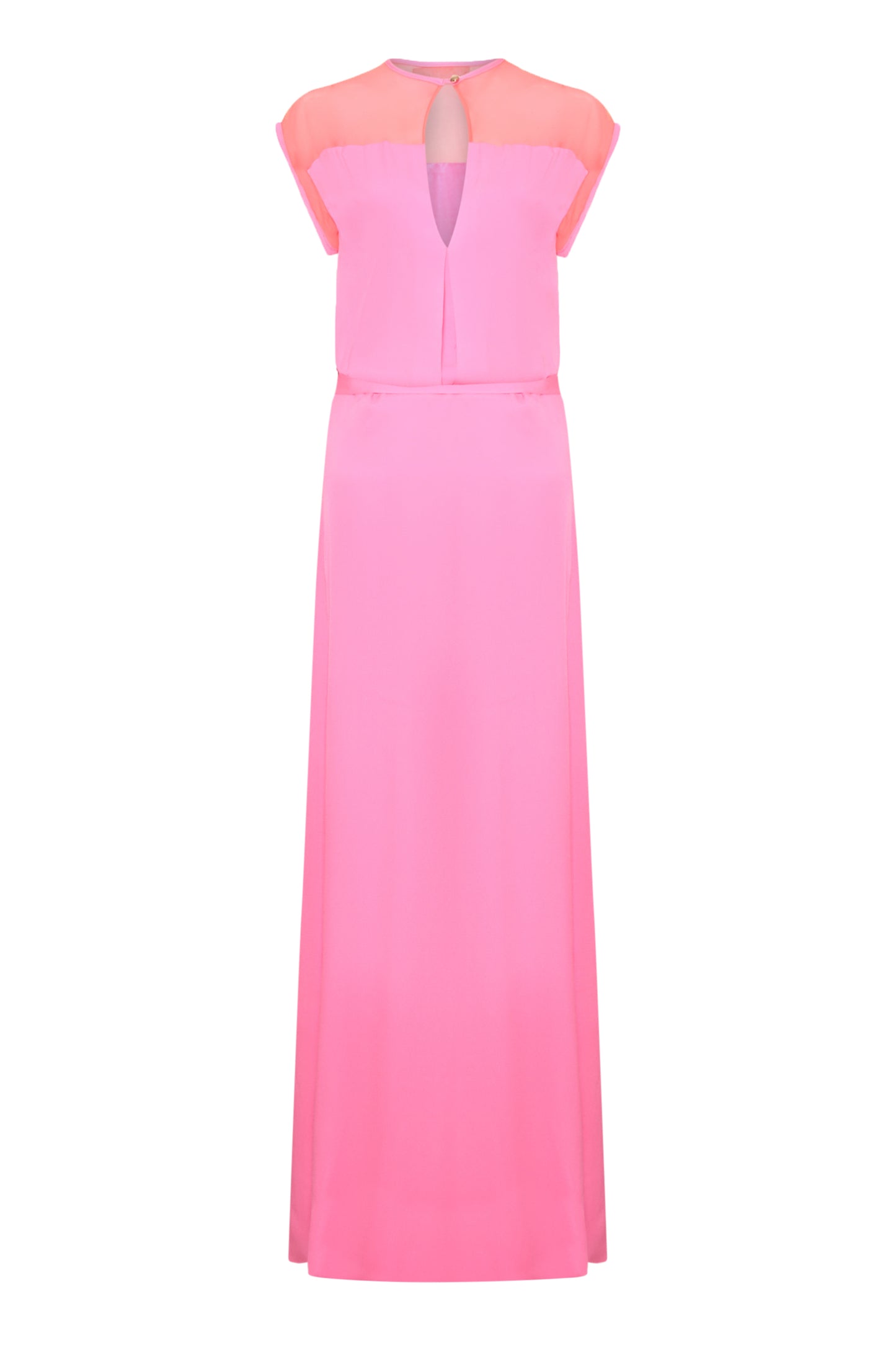 LONG TATTI DRESS | PARTY PINK SILK GEORGETTE