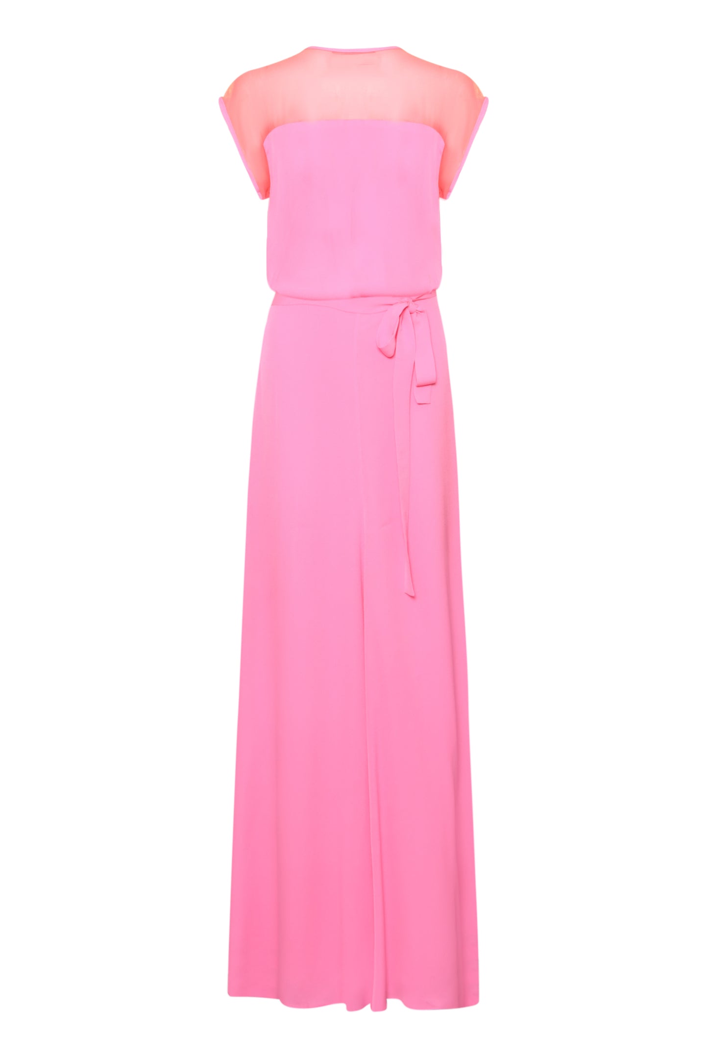 LONG TATTI DRESS | PARTY PINK SILK GEORGETTE