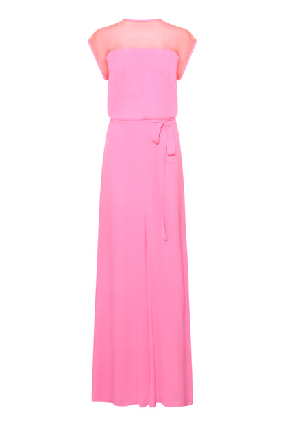 LONG TATTI DRESS | PARTY PINK SILK GEORGETTE