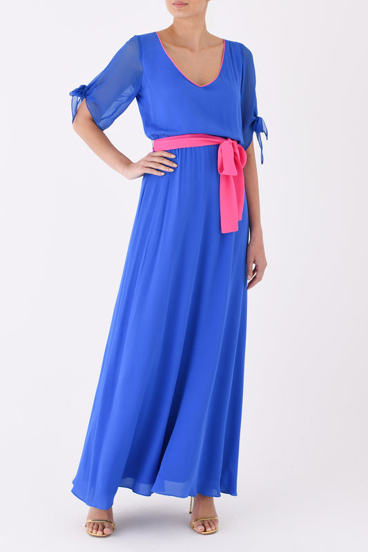 LONG VOJO DRESS | BLUE SILK