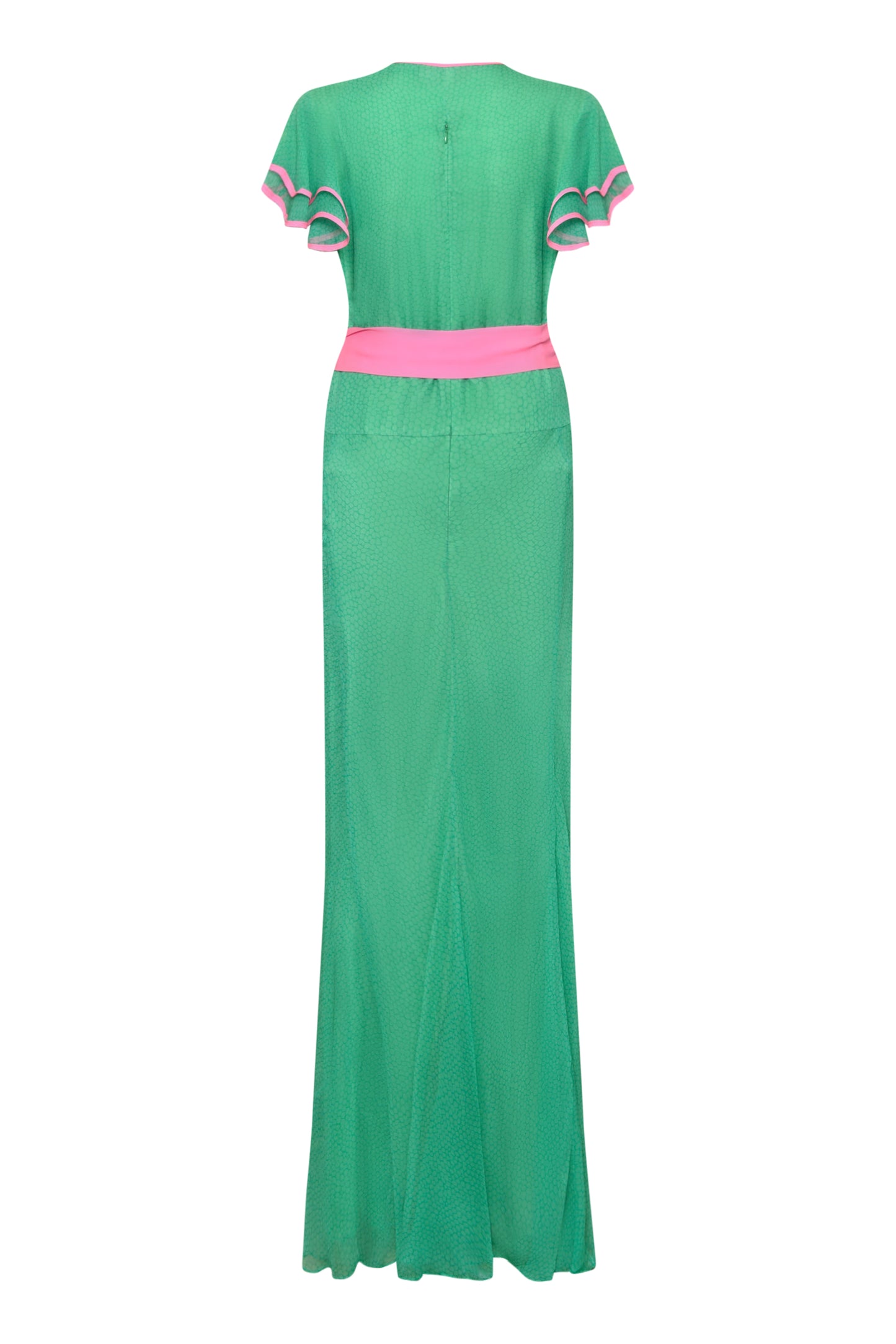 LONG WILLOW DRESS | GREEN ORGANIC PRINTED SILK CHIFFON