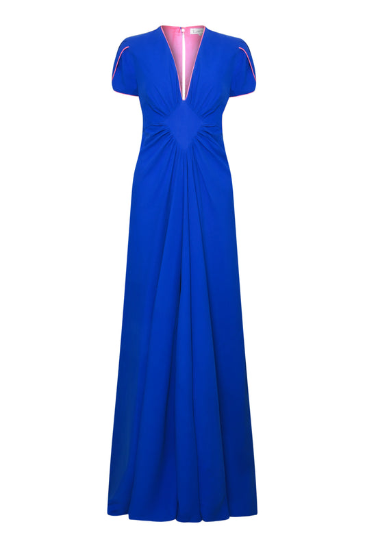 LONG JESSIE DRESS | COBALT BLUE SILK FUJI