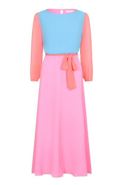 LONG JOJO DRESS | BLOCK COLOUR SILK GEORGETTE