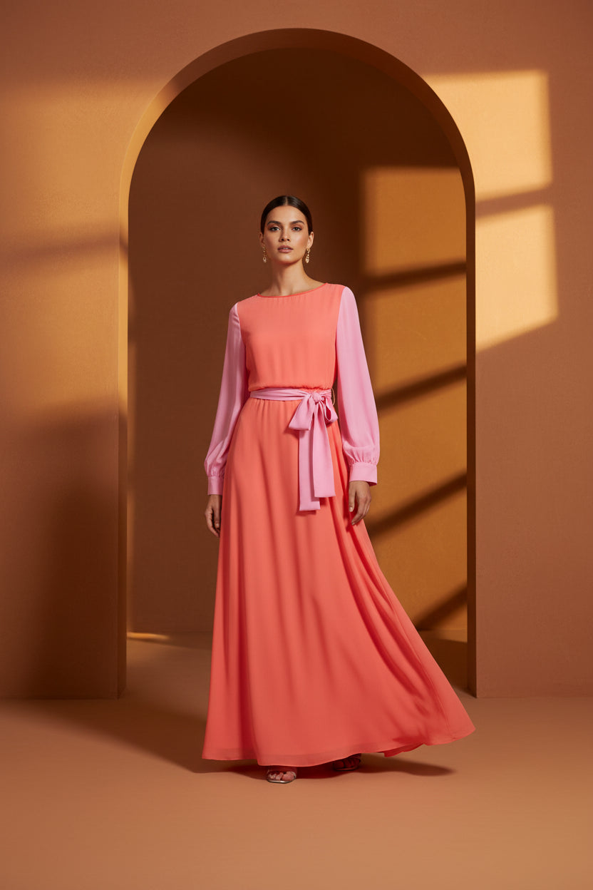 MAXI JOJO DRESS | HOT ORANGE SILK GEORGETTE