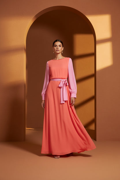 MAXI JOJO DRESS | HOT ORANGE SILK GEORGETTE