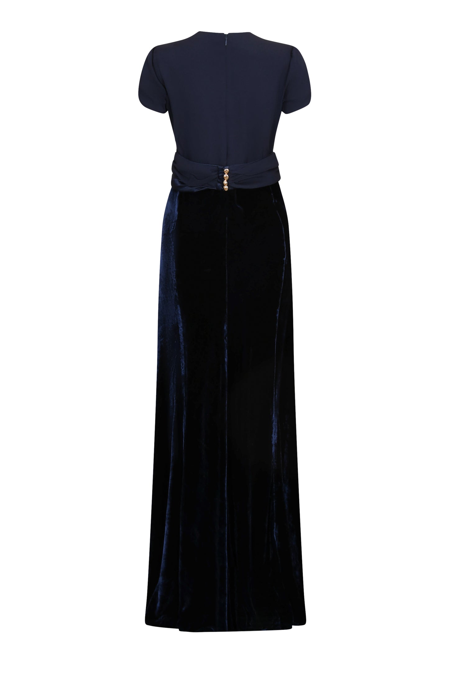 LONG MILLIE DRESS | NAVY VELVET & GEORGETTE