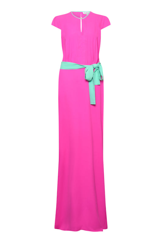 LONG TILLY DRESS | HOT PINK SILK FUJI