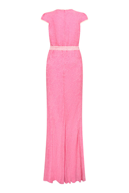 LONG WILLOW DRESS | PINK ORGANIC PRINTED SILK CHIFFON